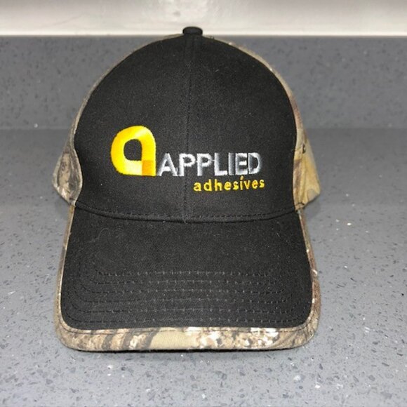 Cap America Mossy Oak Applied Adhesives Strapback Camo Hunter Cap Hat NWOT - Picture 1 of 6